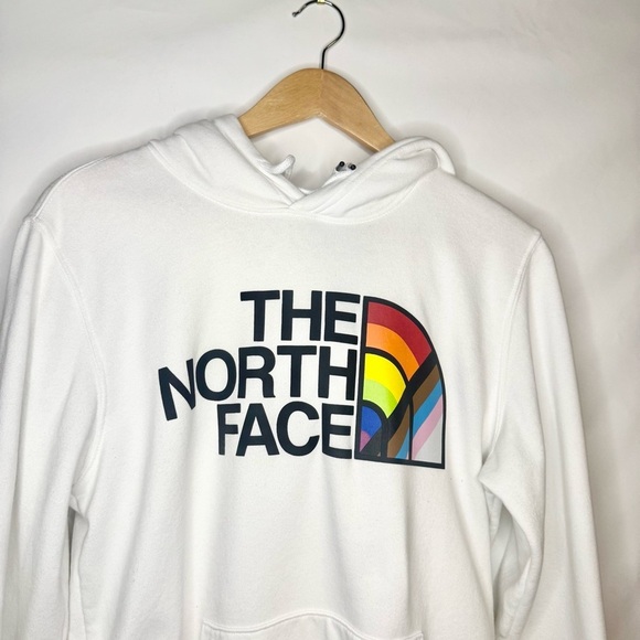 The North Face Pride Hoodie White with Rainbow Logo Size Small - Picture 4 of 8